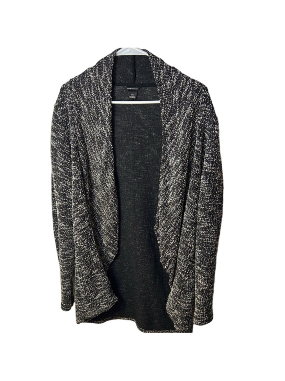 Club Monaco Black and White Boucle Knit Open Draping Cardigan size Large